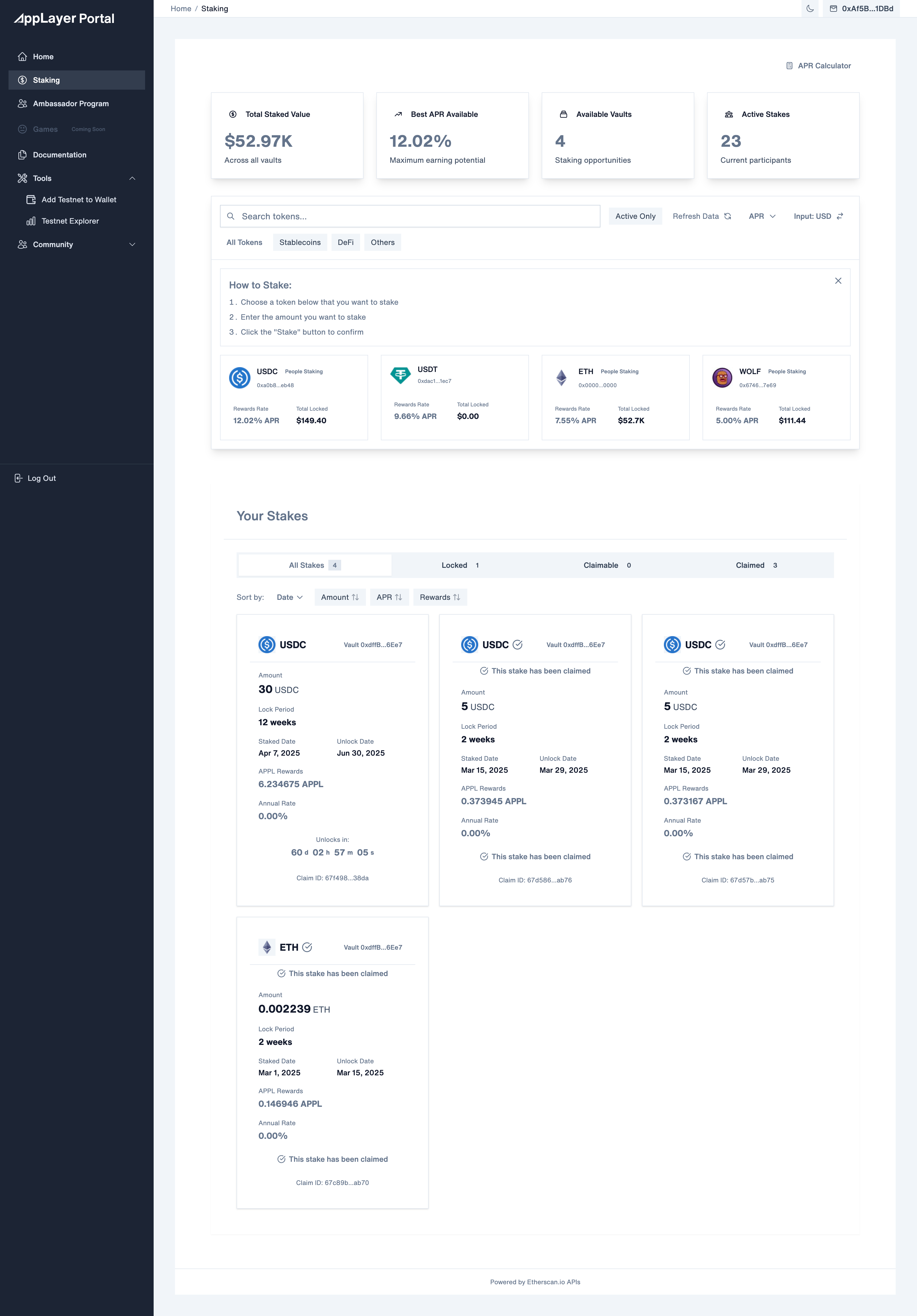 Staking Page