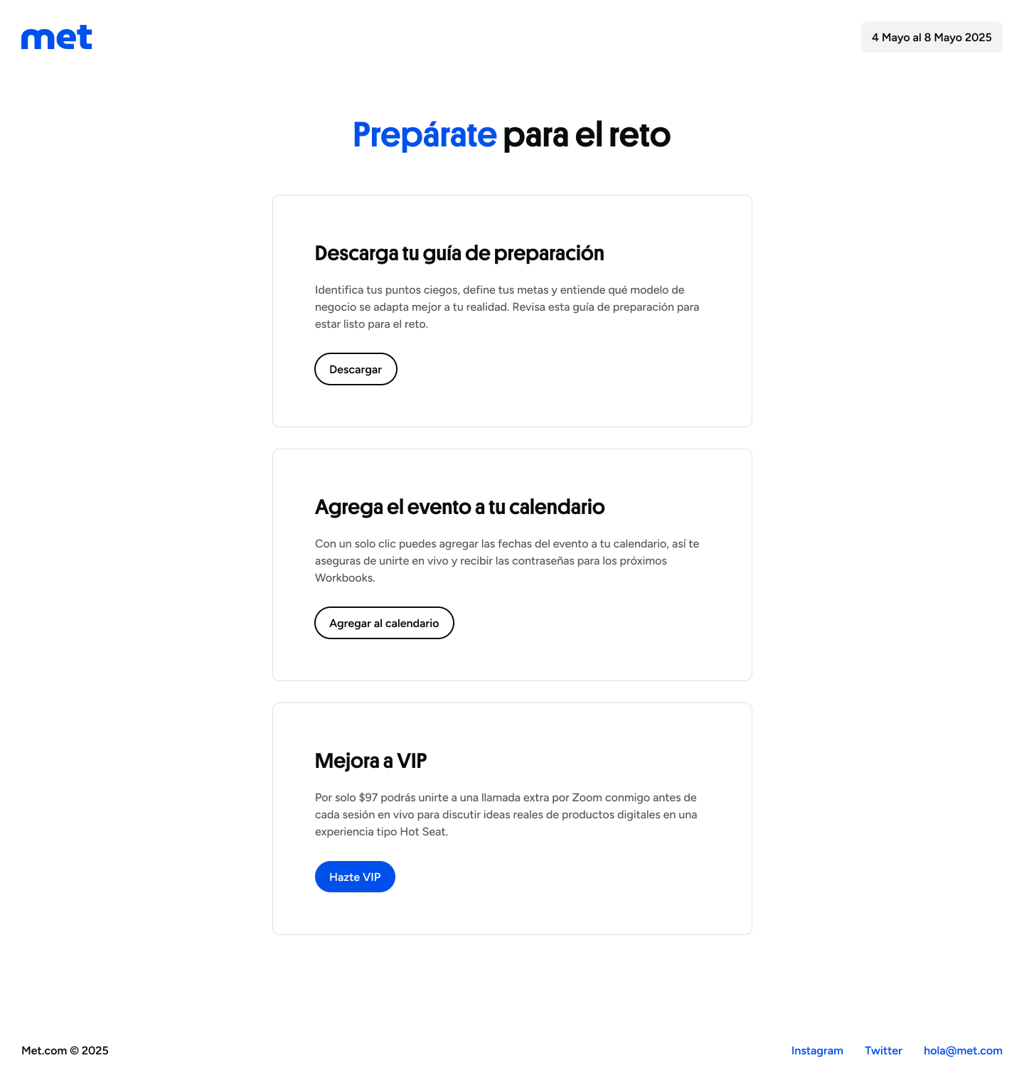 Preparation Checklist - desktop view